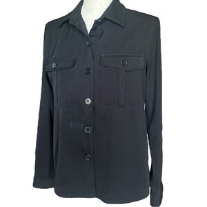 Max Mara Black Button-Down Blouse – Long Sleeves, Collared, Size L